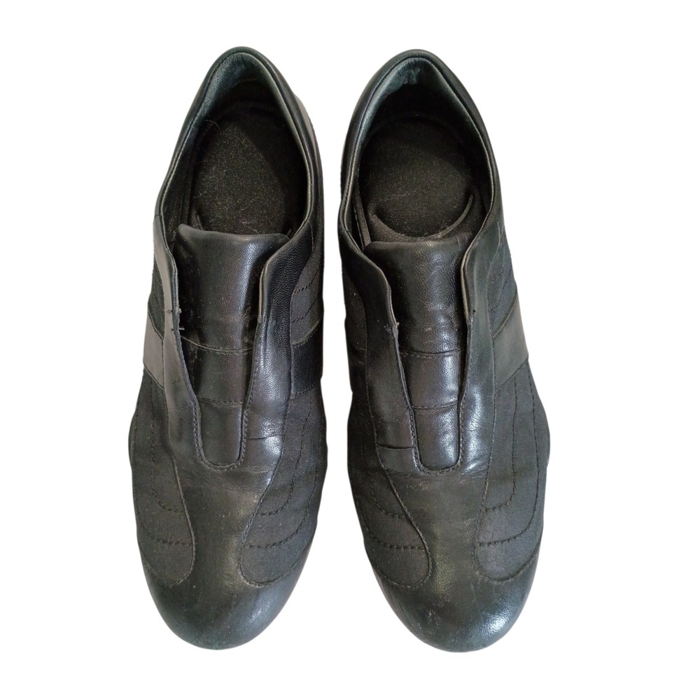 Nike Air Womens Black Leather Textile Slip On Sneakers Low‎ Top Shoes 9.5